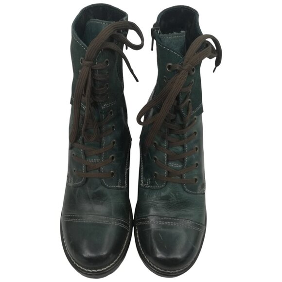 Taos Crave Leather Blue Green Moto Boots Size 37 US 6-6.5 Suede Teal Harness Zip - Picture 12 of 12